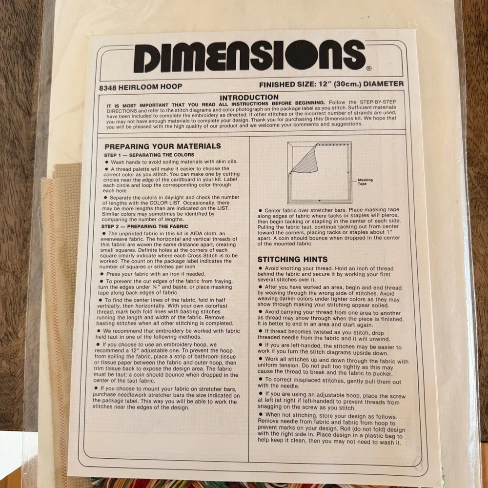 New Vtg Dimensions Heirloom Hoop Merry Christmas Cross Stitch Kit Open Package